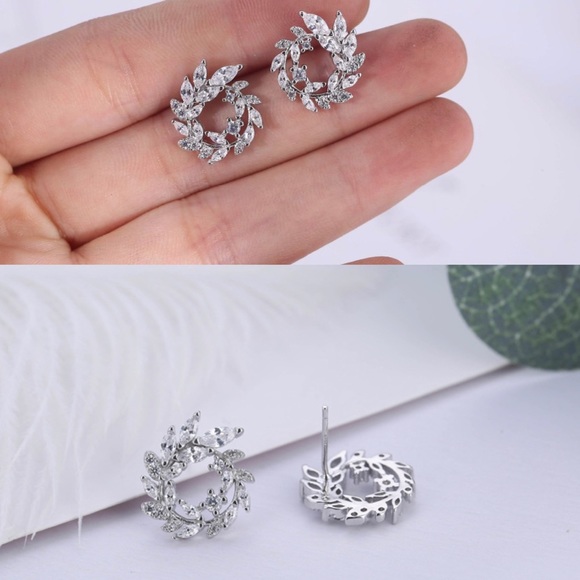 CZ Crystal Silver Studs - Picture 6 of 6